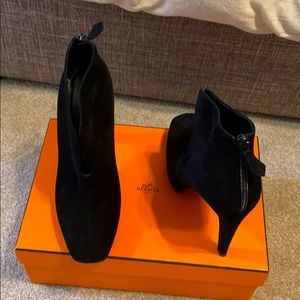 Hermès Black Suede Booties